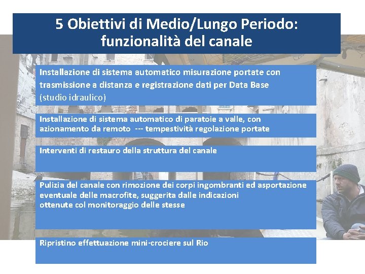 5 Obiettivi di Medio/Lungo Periodo: funzionalità del canale Installazione di sistema automatico misurazione portate