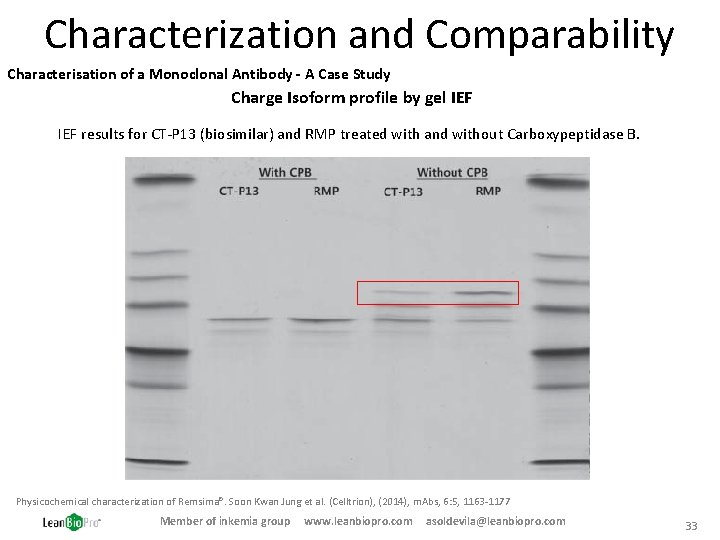 Characterization and Comparability Characterisation of a Monoclonal Antibody - A Case Study Charge Isoform