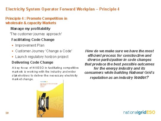Electricity System Operator Forward Workplan – Principle 4 : Promote Competition in wholesale &