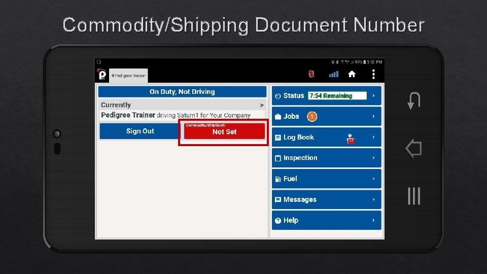 Commodity/Shipping Document Number 