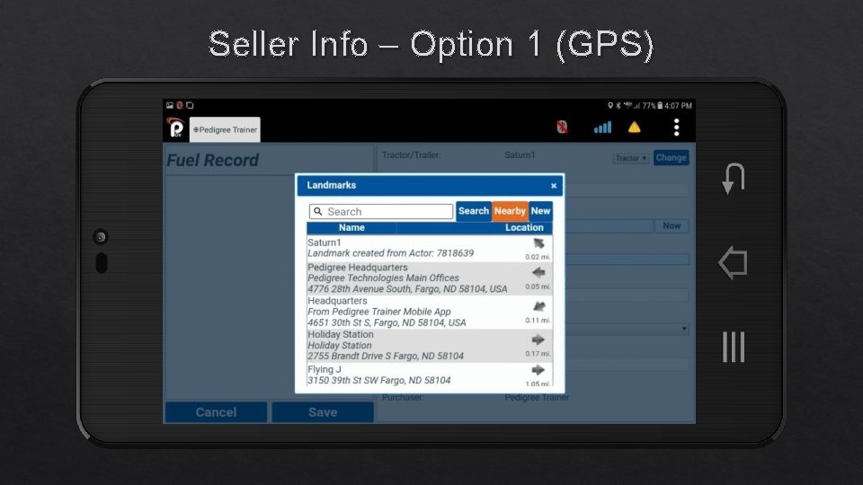 Seller Info – Option 1 (GPS) 