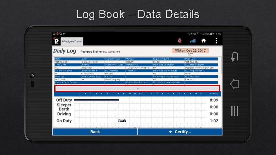 Log Book – Data Details 