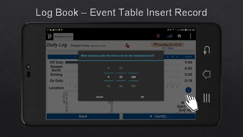 Log Book – Event Table Insert Record 