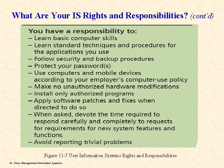 What Are Your IS Rights and Responsibilities? (cont’d) Figure 11 -7 User Information Systems