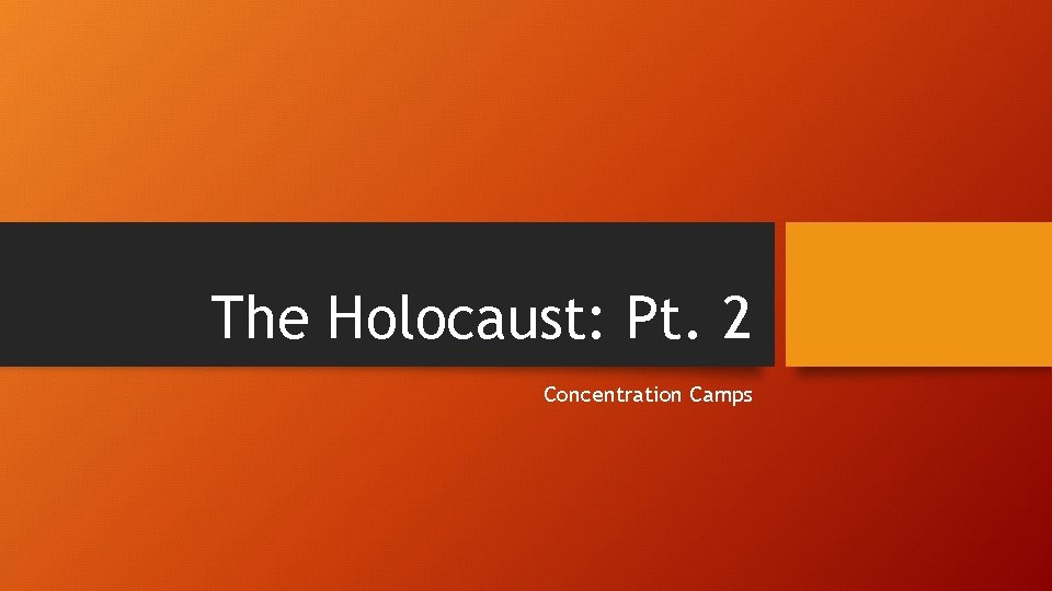 The Holocaust: Pt. 2 Concentration Camps 