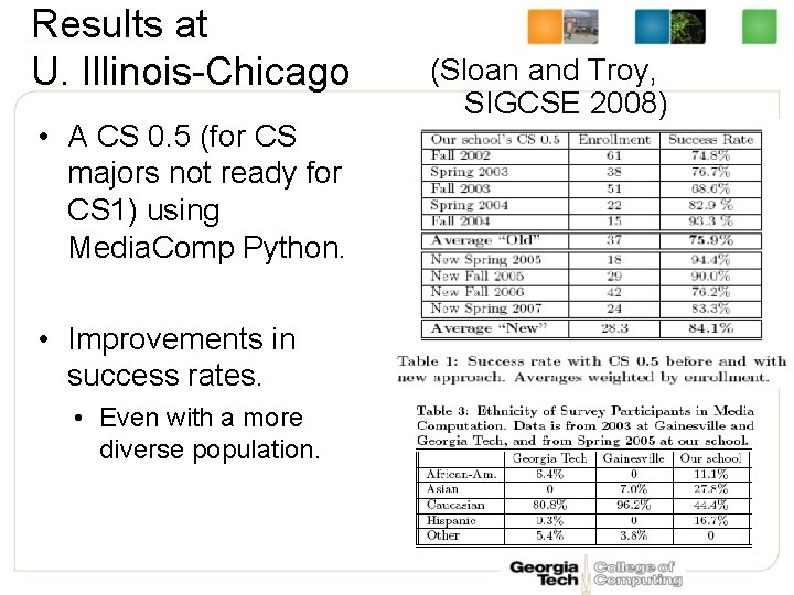 Results at U. Illinois-Chicago • A CS 0. 5 (for CS majors not ready