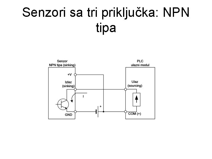 Senzori sa tri priključka: NPN tipa 