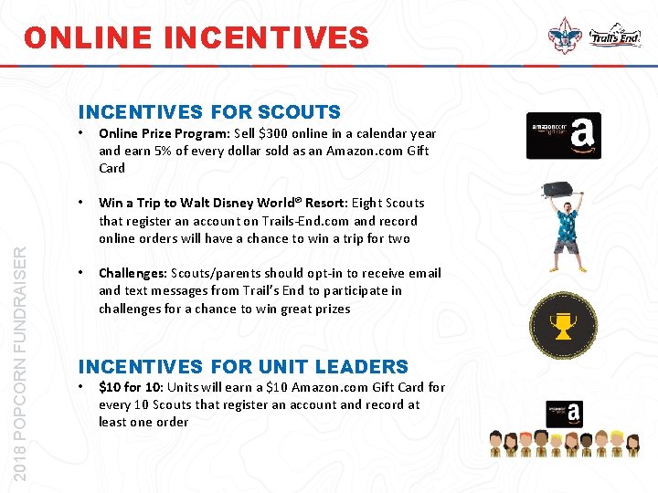 ONLINE INCENTIVES 2018 POPCORN FUNDRAISER INCENTIVES FOR SCOUTS • Online Prize Program: Sell $300
