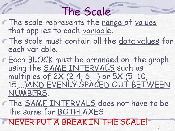 The Scale The scale represents the range of values that applies to each variable.
