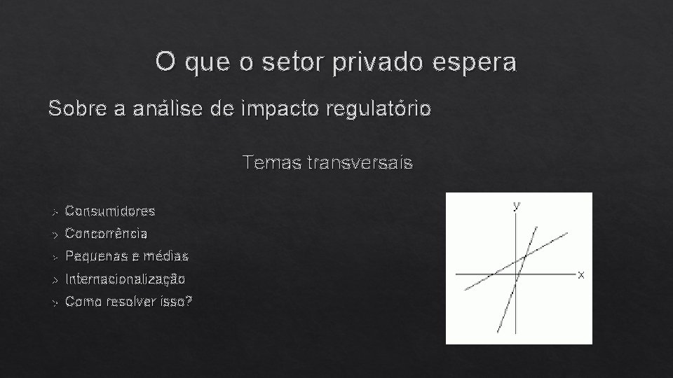 O que o setor privado espera Sobre a análise de impacto regulatório Temas transversais