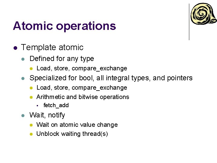 Advanced Programming in Parallel Environment Memory models atomics