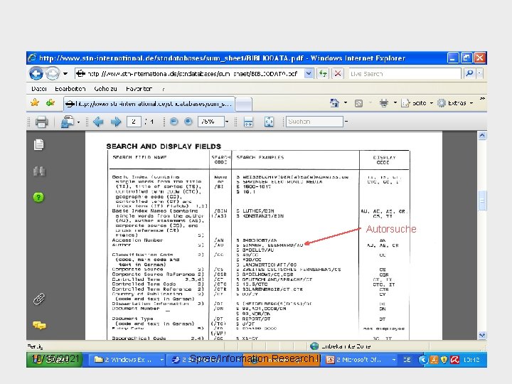 Autorsuche 10/15/2021 Spree/Information Research II 