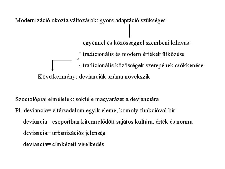 Modernizáció okozta változások: gyors adaptáció szükséges egyénnel és közösséggel szembeni kihívás: tradicionális és modern