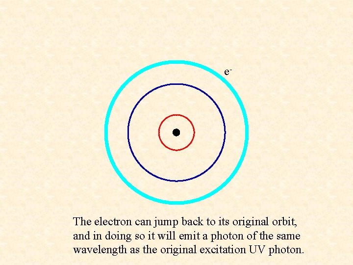 e- The electron can jump back to its original orbit, and in doing so