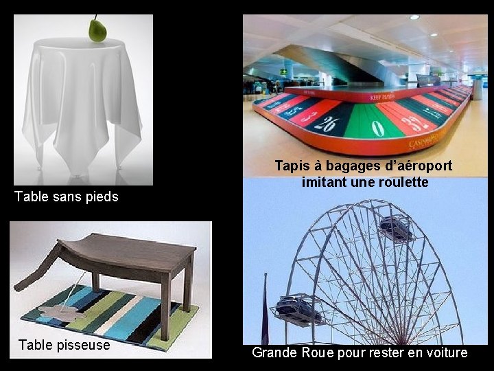 Table sans pieds Table pisseuse Tapis à bagages d’aéroport imitant une roulette Grande Roue