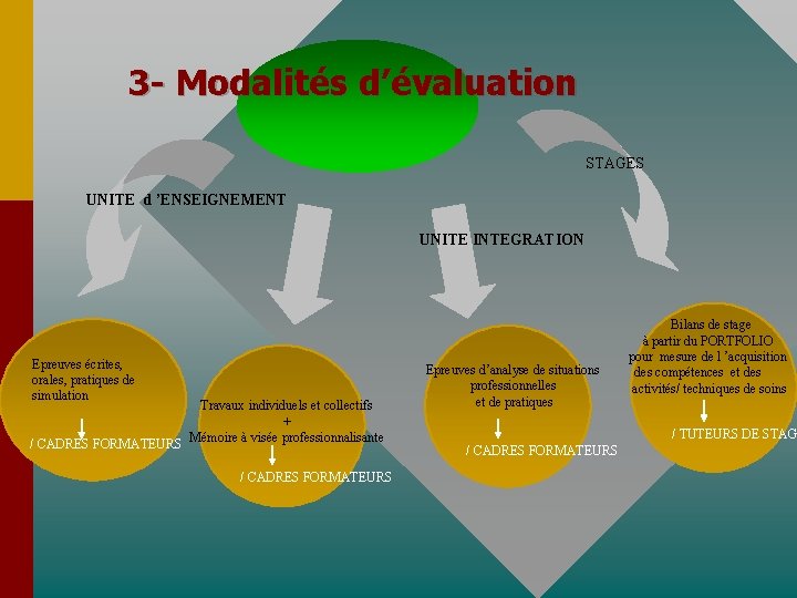 3 - Modalités d’évaluation STAGES UNITE d ’ENSEIGNEMENT UNITE INTEGRATION Epreuves écrites, orales, pratiques