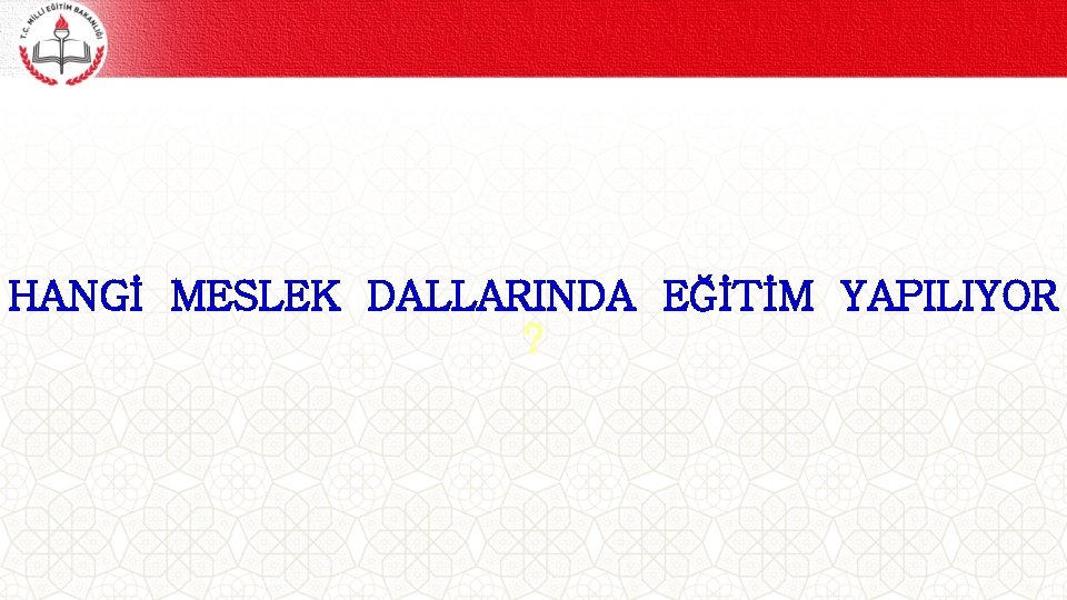 HANGİ MESLEK DALLARINDA EĞİTİM YAPILIYOR ? 