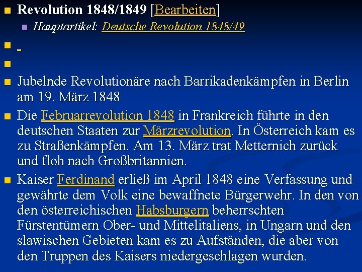 n Revolution 1848/1849 [Bearbeiten] n Hauptartikel: Deutsche Revolution 1848/49 n n n Jubelnde Revolutionäre