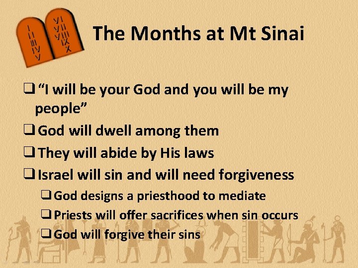 The Months at Mt Sinai ❑“I will be your God and you will be