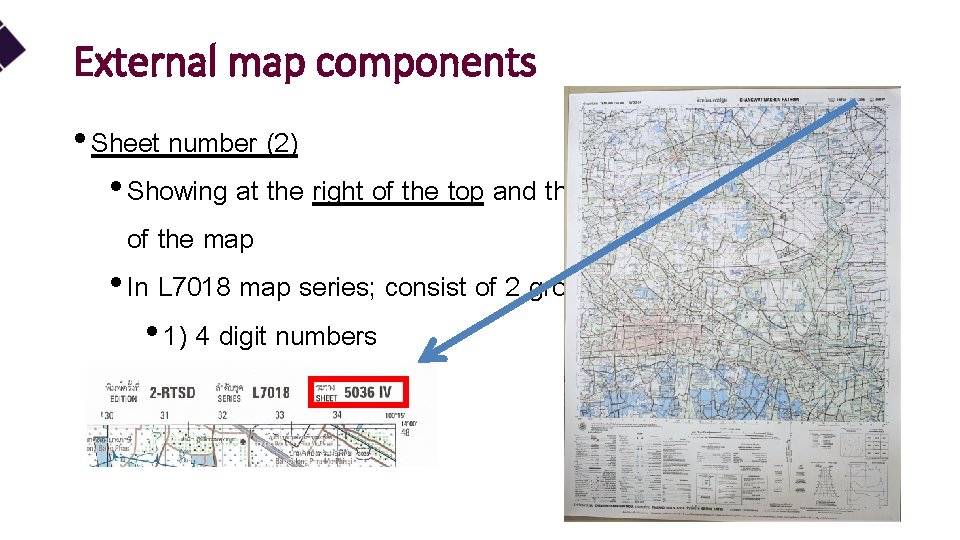 External map components • Sheet number (2) • Showing at the right of the