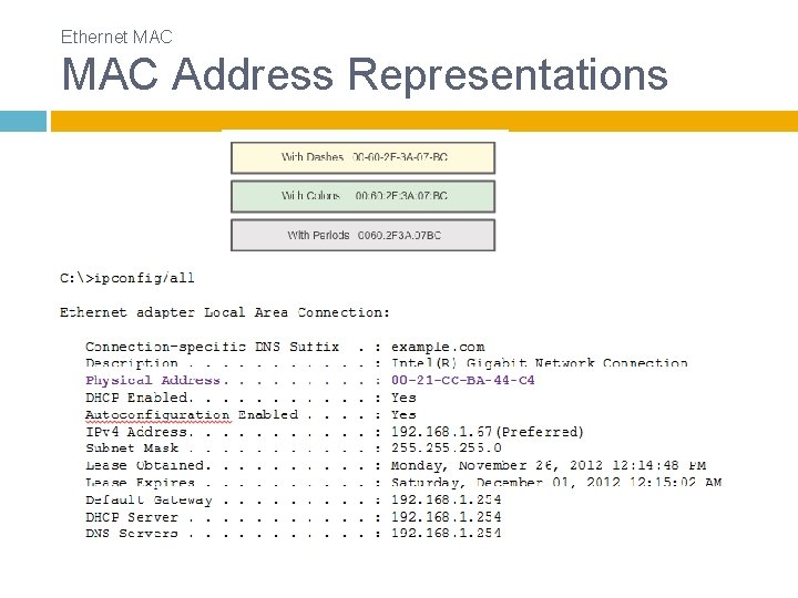 Ethernet MAC Address Representations 