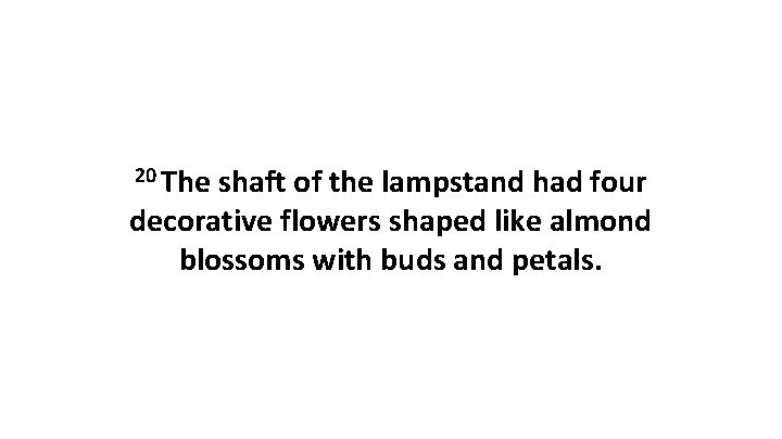 20 The shaft of the lampstand had four decorative flowers shaped like almond blossoms