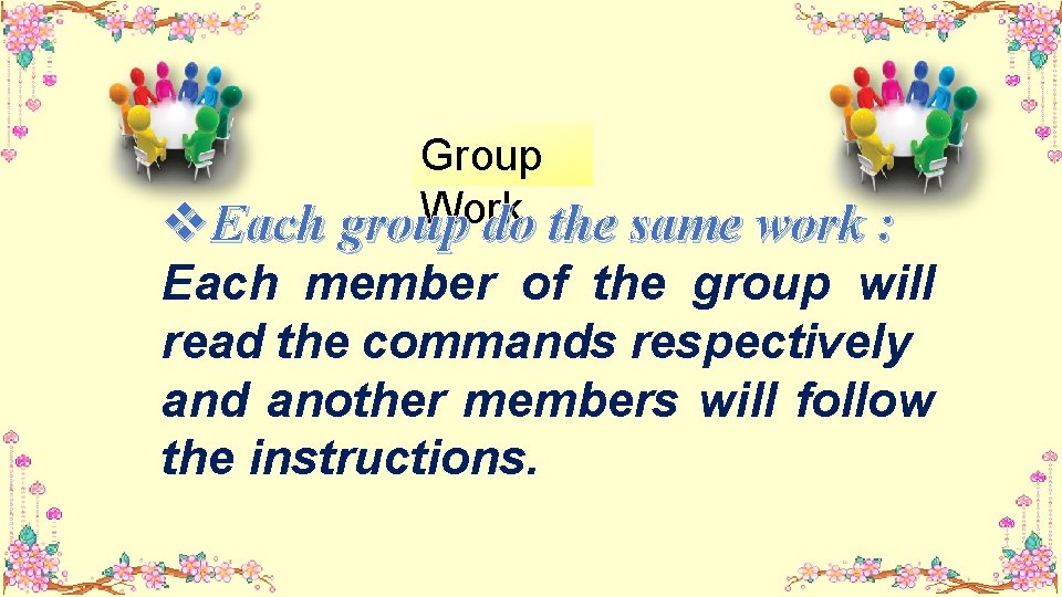 Group Work v Each group do the same work : Each member of the