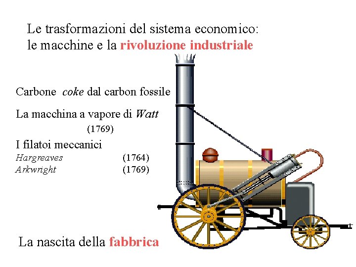 Le trasformazioni del sistema economico: le macchine e la rivoluzione industriale Carbone coke dal