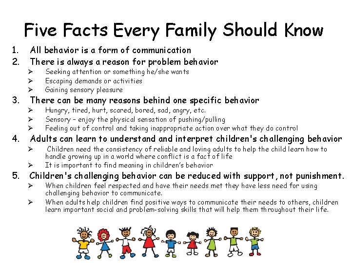 Five Facts Every Family Should Know 1. 2. 3. 4. 5. All behavior is