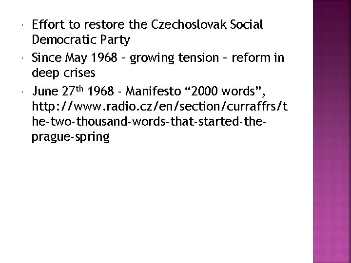 Effort to restore the Czechoslovak Social Democratic Party Since May 1968 – growing