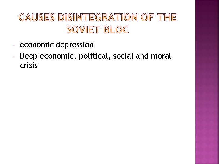  economic depression Deep economic, political, social and moral crisis 