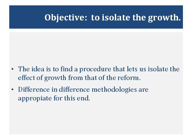 Objective: to isolate the growth. • The idea is to find a procedure that