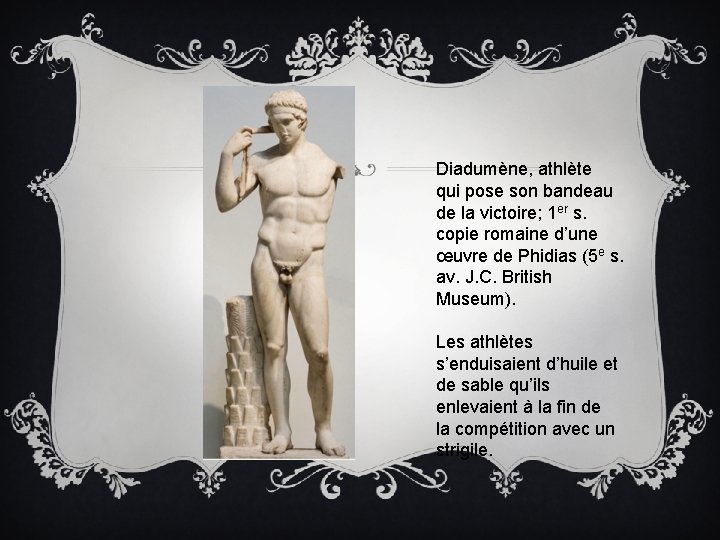 Diadumène, athlète qui pose son bandeau de la victoire; 1 er s. copie romaine
