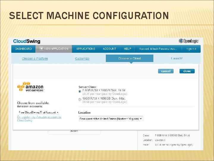 SELECT MACHINE CONFIGURATION 