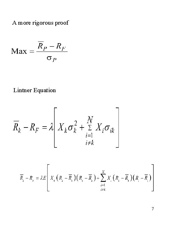 A more rigorous proof Lintner Equation 7 