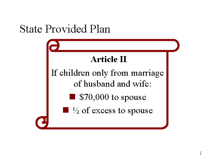 State Provided Plan Article II If children only from marriage of husband wife: n
