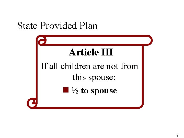 State Provided Plan Article III If all children are not from this spouse: n