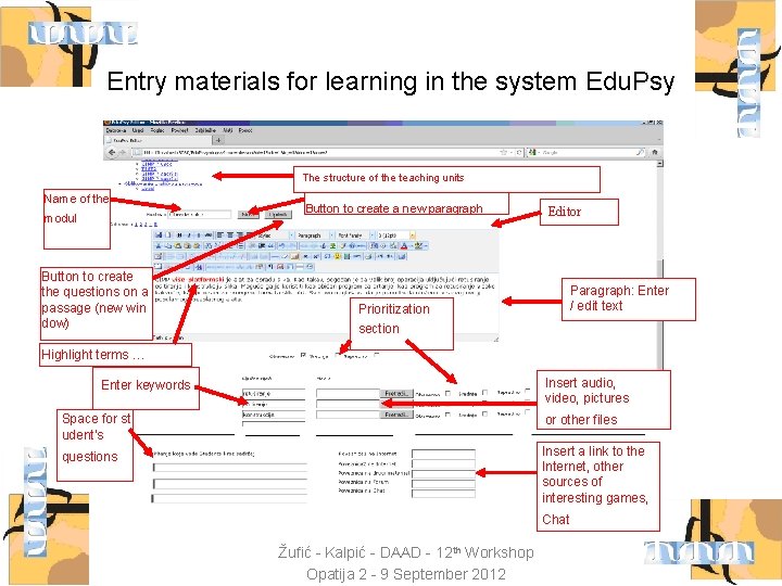 Entry materials for learning in the system Edu. Psy The structure of the teaching