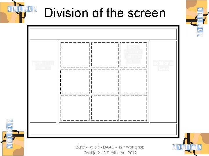 Division of the screen Žufić - Kalpić - DAAD - 12 th Workshop Opatija