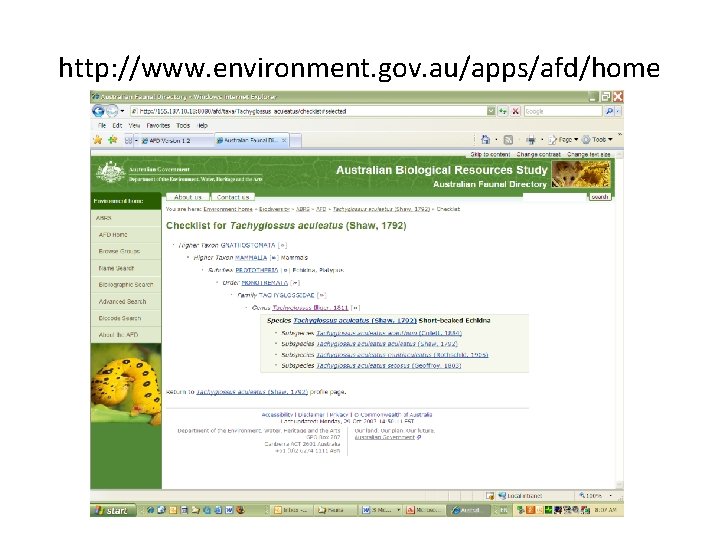 http: //www. environment. gov. au/apps/afd/home 