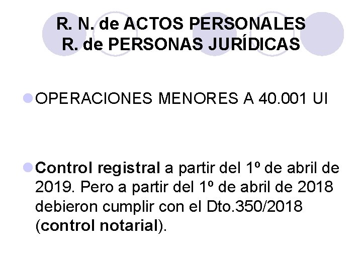 R. N. de ACTOS PERSONALES R. de PERSONAS JURÍDICAS l OPERACIONES MENORES A 40.