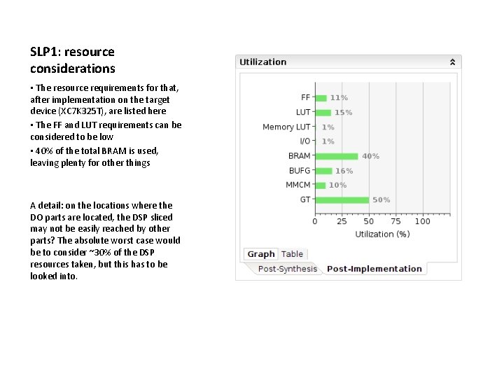 SLP 1: resource considerations • The resource requirements for that, after implementation on the