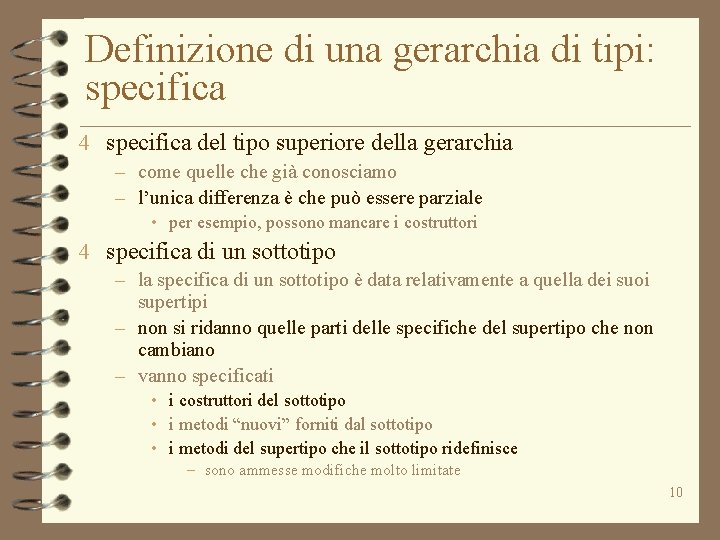 Definizione di una gerarchia di tipi: specifica 4 specifica del tipo superiore della gerarchia