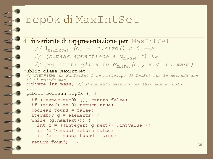 rep. Ok di Max. Int. Set 4 invariante di rappresentazione per Max. Int. Set