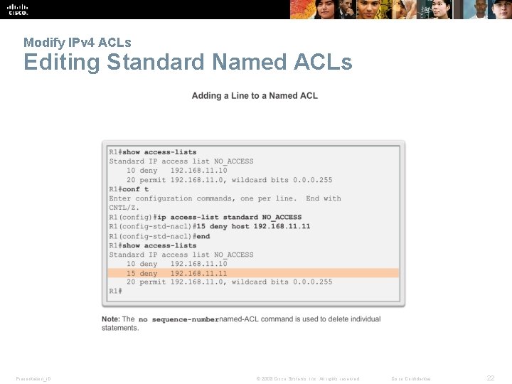 Modify IPv 4 ACLs Editing Standard Named ACLs Presentation_ID © 2008 Cisco Systems, Inc.