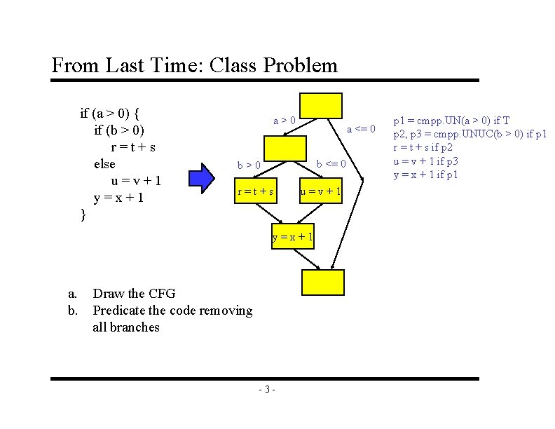 From Last Time: Class Problem if (a > 0) { if (b > 0)