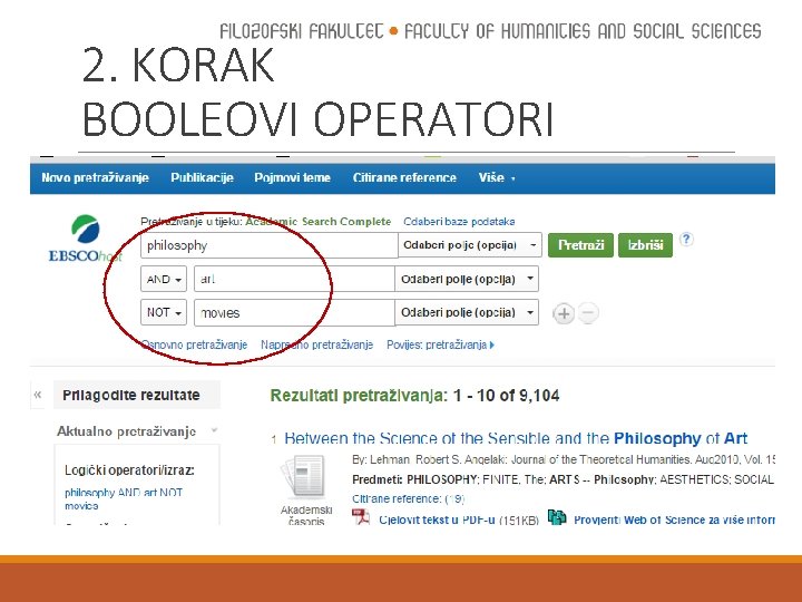 2. KORAK BOOLEOVI OPERATORI 