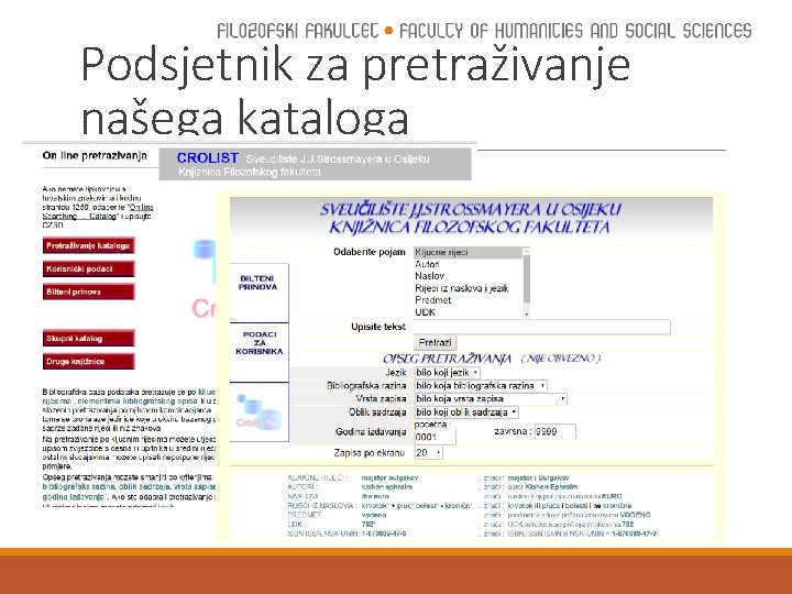 Podsjetnik za pretraživanje našega kataloga 