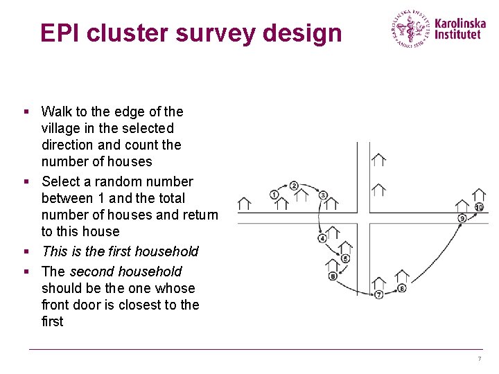 EPI cluster survey design § Walk to the edge of the village in the
