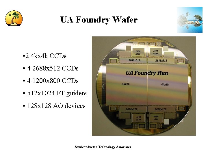 UA Foundry Wafer • 2 4 kx 4 k CCDs • 4 2688 x